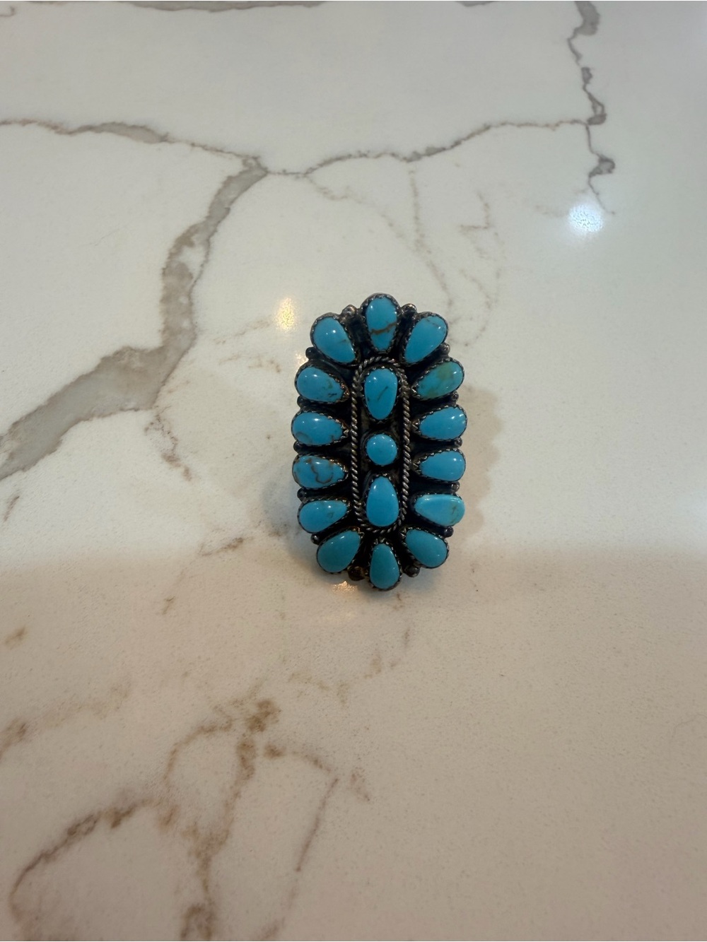 Turquoise Cluster Oval Statement Ring